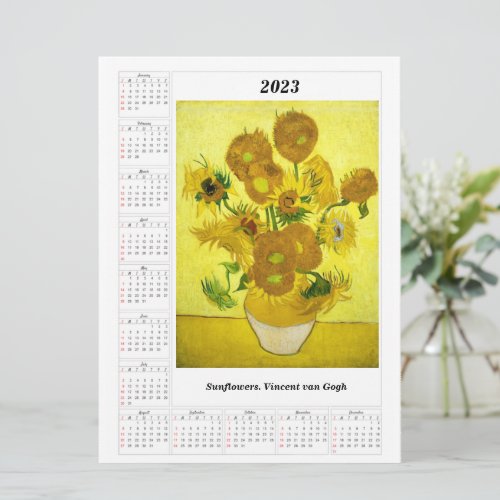 Sunflowers Calendar for 2023 Vincent van Gogh