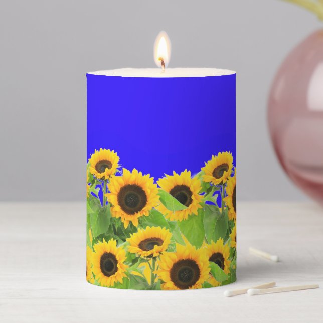 Sunflowers Candle Ukraine Flag Colors (In Situ)