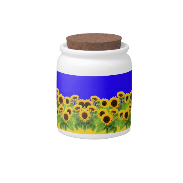 Sunflowers Candy Jar Ukraine Flag Colors - Freedom (Front)