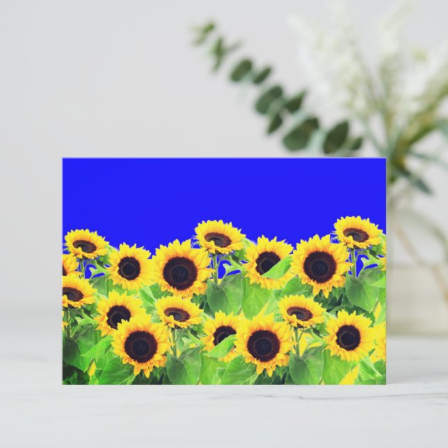 Sunflowers Card Ukraine Flag Colors (Standing Front)