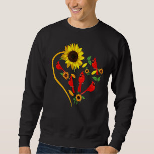 Sunflowers Cardinal Birds Cute Heart Shape Funny B Sweatshirt