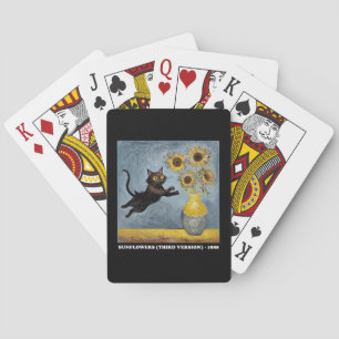 Sunflowers Cat Meme Art Graphic Poker Cards