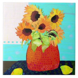 Sunflowers Ceramic Kitchen Tile