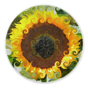 SUNFLOWERS CERAMIC KNOB