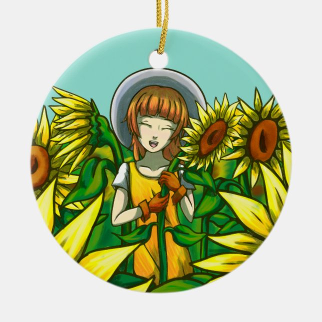 Sunflowers Ceramic Ornament (Front)