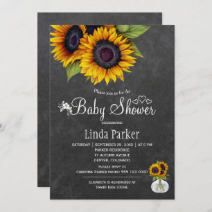 Sunflowers chalkboard autumn baby shower invitation