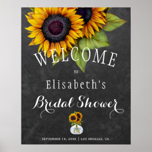 Sunflowers chalkboard autumn bridal shower poster