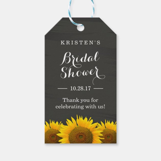 Sunflowers Chalkboard Bridal Shower Thank You Gift Tags