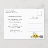 Sunflowers Change of Plans Bridal Shower Postponed Postcard (Back)