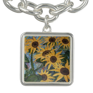 Sunflowers charm bracelet