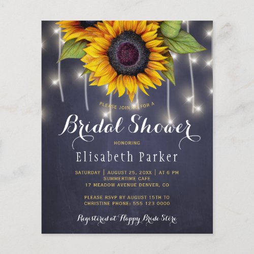 Sunflowers chic rustic string lights bridal shower