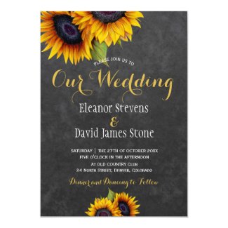 Fall Wedding Invitation with Sunflower 