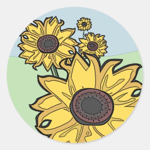 Sunflowers Classic Round Sticker