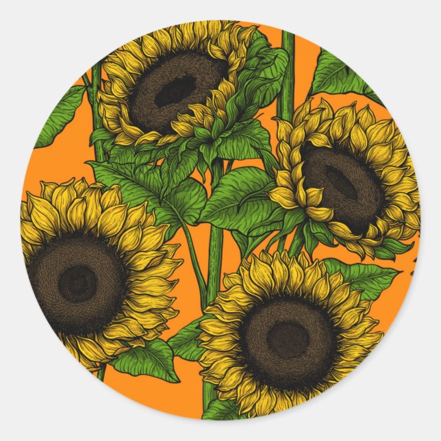 Sunflowers Classic Round Sticker (Front)