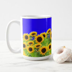 Sunflowers Coffee Mugs Ukrainian Flag Colors