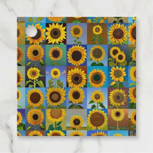 Sunflowers collage favor tags