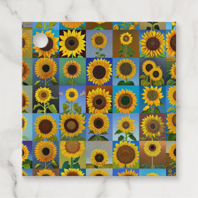 Sunflowers collage favor tags (Front)