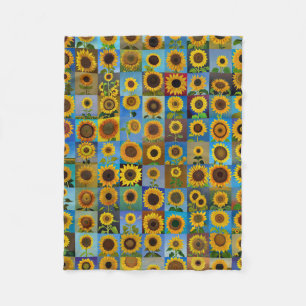 Sunflowers collage fleece blanket