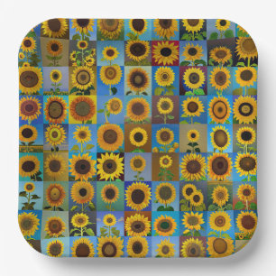 Sunflowers collage paper plates