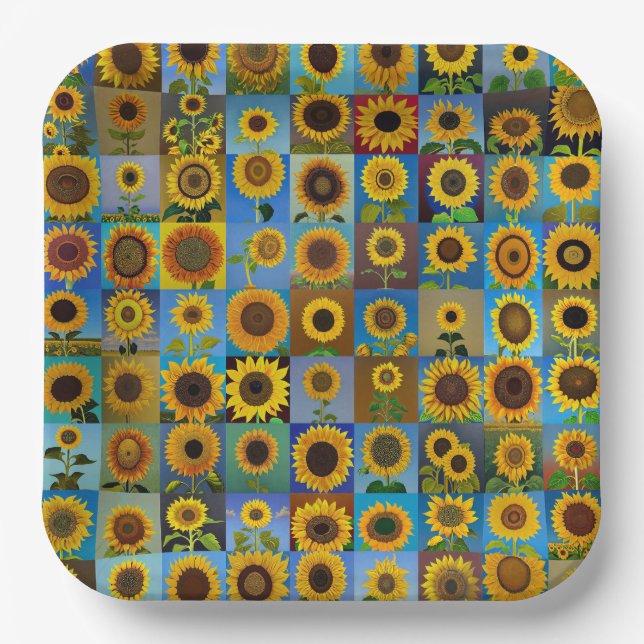 Sunflowers collage paper plates (Front)