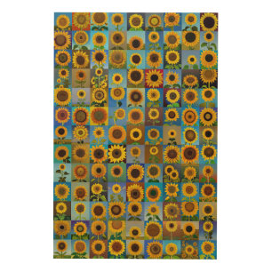 Sunflowers collage wood wall art