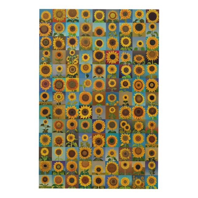 Sunflowers collage wood wall art (Front)