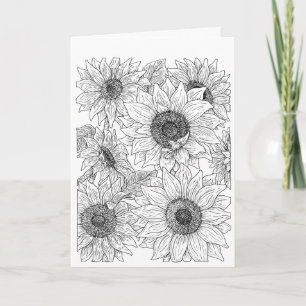Sunflowers Color it Yourself Blank Note Card
