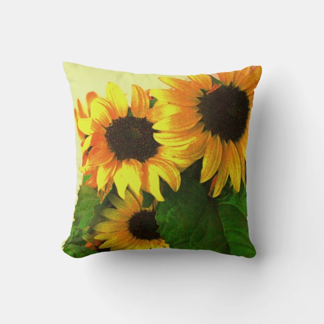 Sunflowers colorful yellow throw pillow (Front)