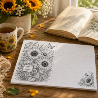 Sunflowers Coloring Writing Paper Pad