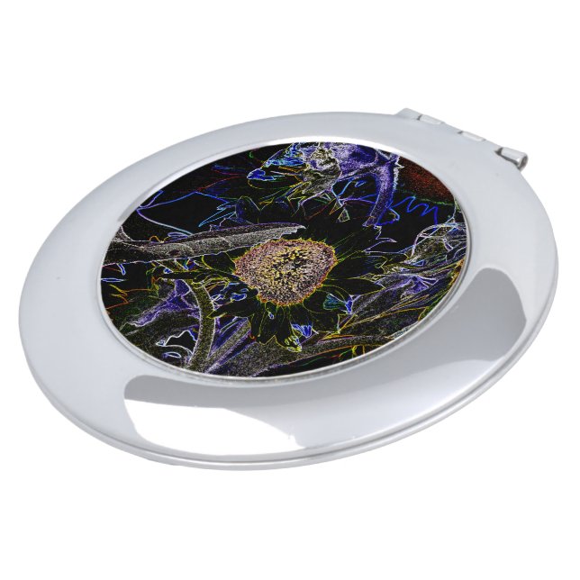 SUNFLOWERS COMPACT MIRROR (Turned)