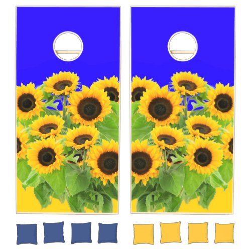 Sunflowers Cornhole Set Ukraine Flag Colors