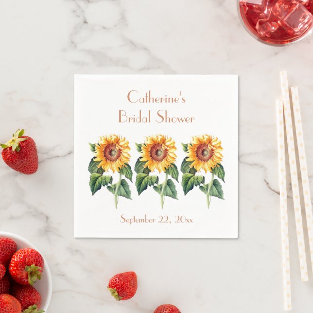 Sunflowers Country Floral Bridal Shower or Wedding Napkins (Insitu)