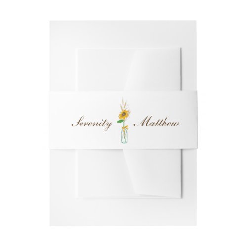 Sunflowers Country Floral Rustic Fall Wedding Invitation Belly Band