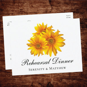 Sunflowers Country Floral Wedding Rehearsal Dinner Invitation Postcard