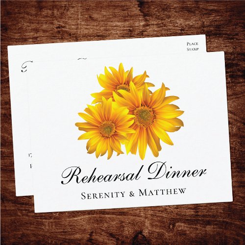 Sunflowers Country Floral Wedding Rehearsal Dinner Invitation Postcard