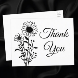 Sunflowers Country Floral Wedding Thank You  Postcard