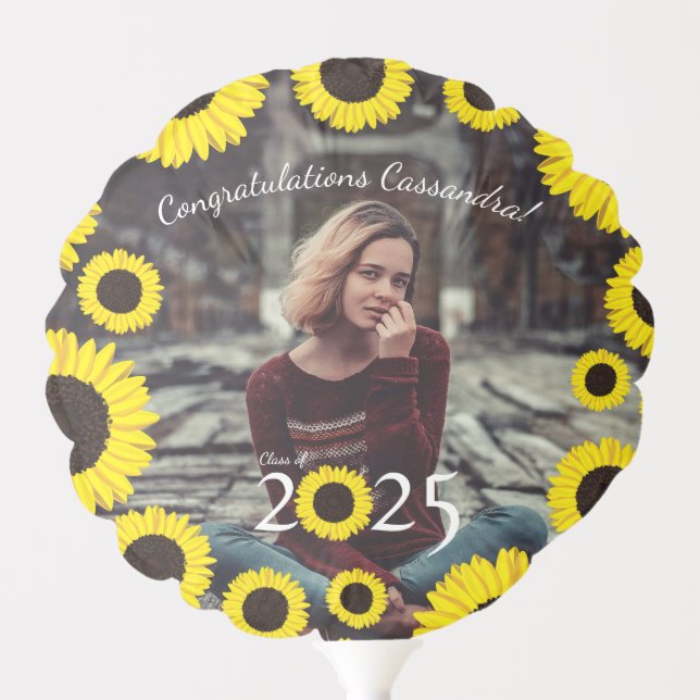 Sunflowers Country Graduation Party Balloon (Front)