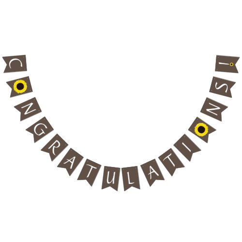 Sunflowers Country Graduation Party Brown Bunting Flags