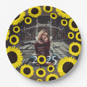 Sunflowers Country Graduation Party Brown Paper Pl Plates