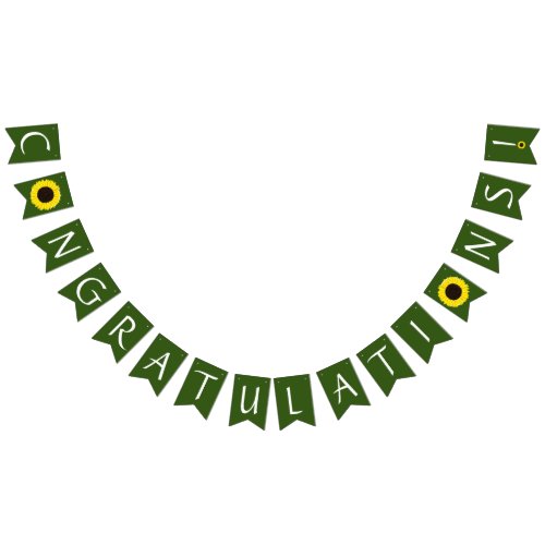 Sunflowers Country Graduation Party Green Bunting Flags