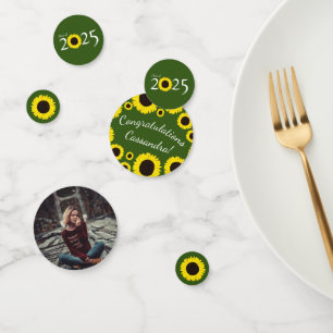 Sunflowers Country Graduation Party Green Confetti