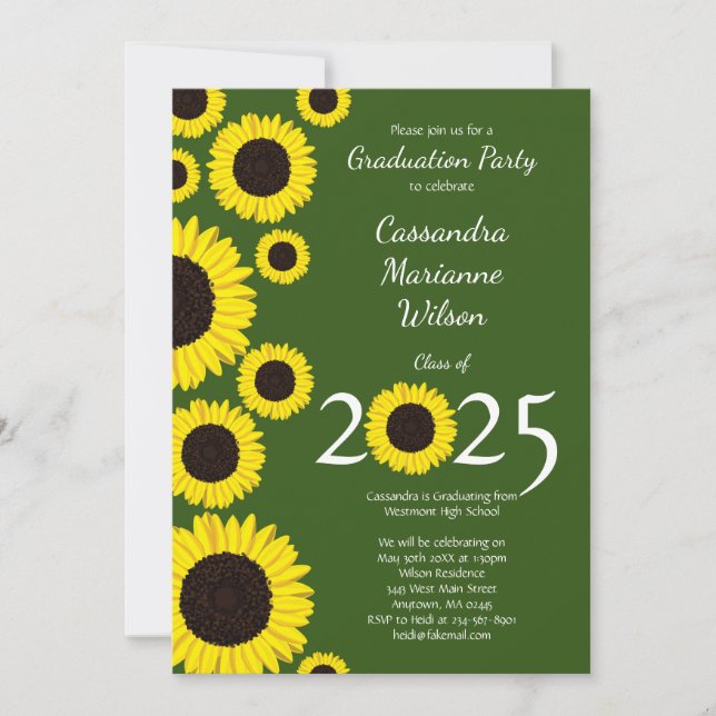 Sunflowers Country Graduation Party Invitation (Front)