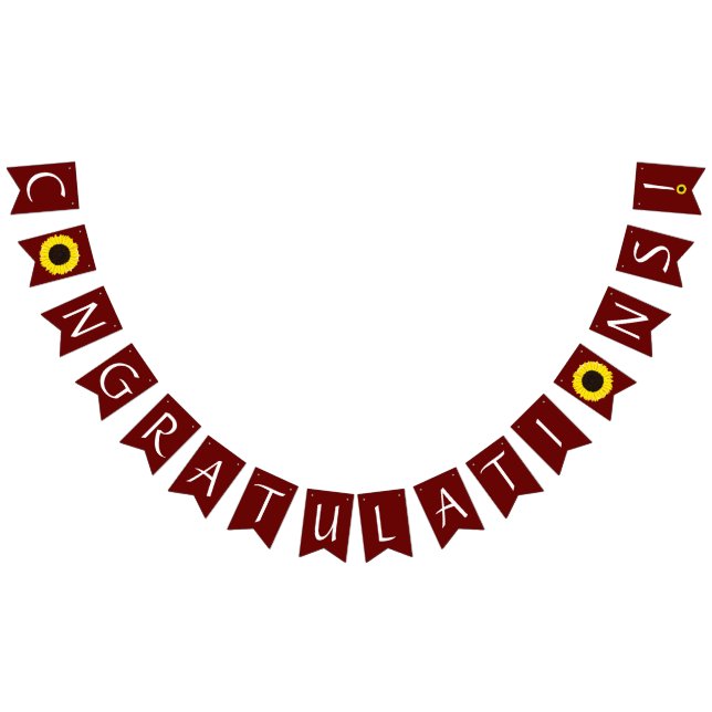 Sunflowers Country Graduation Party Maroon Bunting Flags (All)