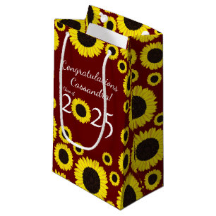 Sunflowers Country Graduation Party Maroon Large G Small Gift Bag
