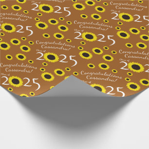 Sunflowers Country Graduation Party Rust Orange Wrapping Paper