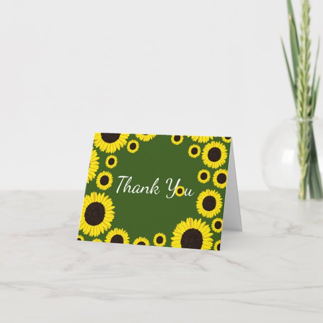 Sunflowers Country Graduation Party Thank You Card (Front)