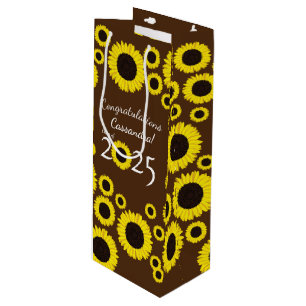 Sunflowers Country Graduation Party Wine Gift Bag