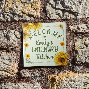 Sunflowers Country Kitchen Name Ceramic Tile