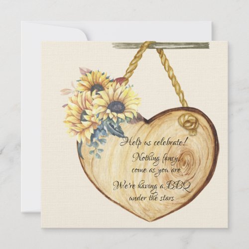 Sunflowers Country Log and Rope 25th Anniversary Invitation