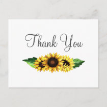 Sunflowers Country Rustic Wedding Thank You Postcard